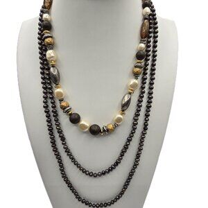 2 Sets of Necklaces 1-Chunky Beads LCi 9" & 1-Small Black Beads 24"